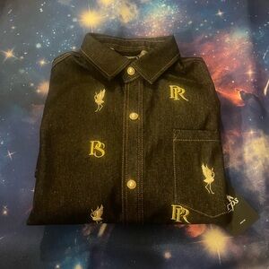 PRPS Black Casual Button Down Shirt with White Graphics